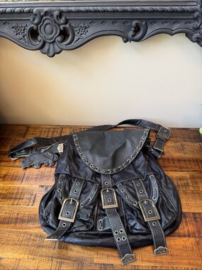 Marc Ecko Black Studded Buckle Purse